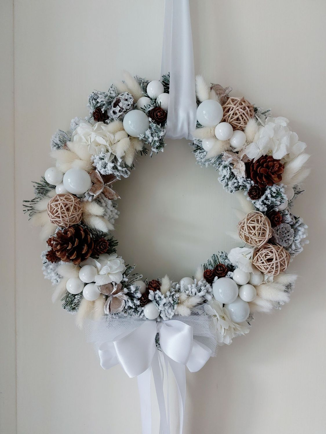 Couronne de Noël blanche 30 cm