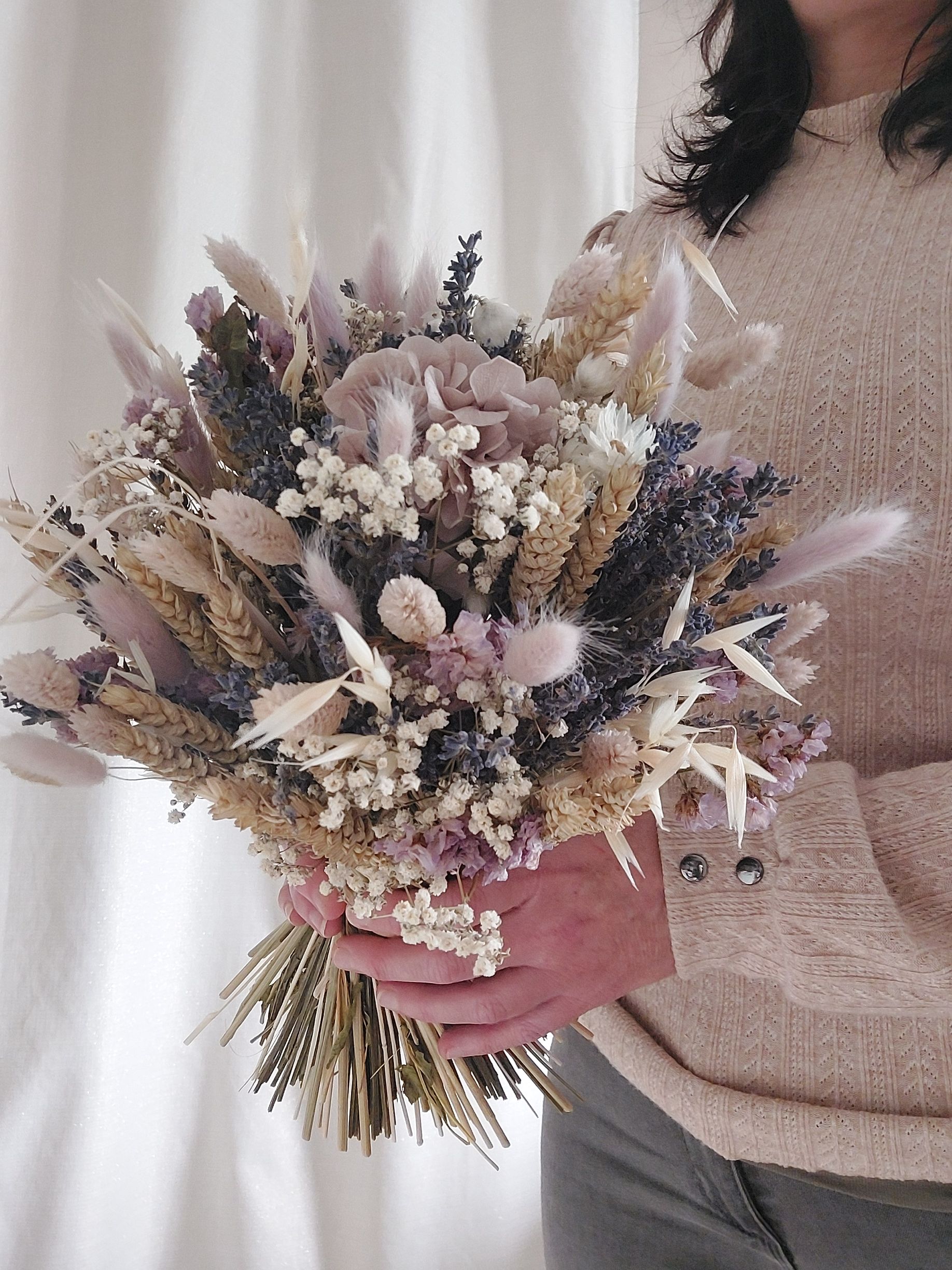 bouquet de fleurs séchées parme
