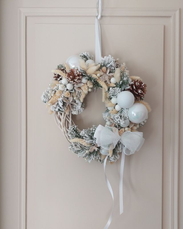Couronne de Noël blanc neige