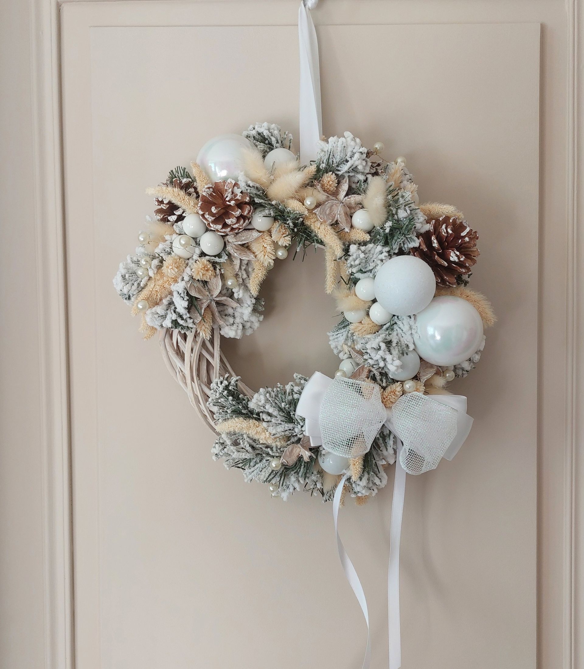 Couronne de Noël blanc neige