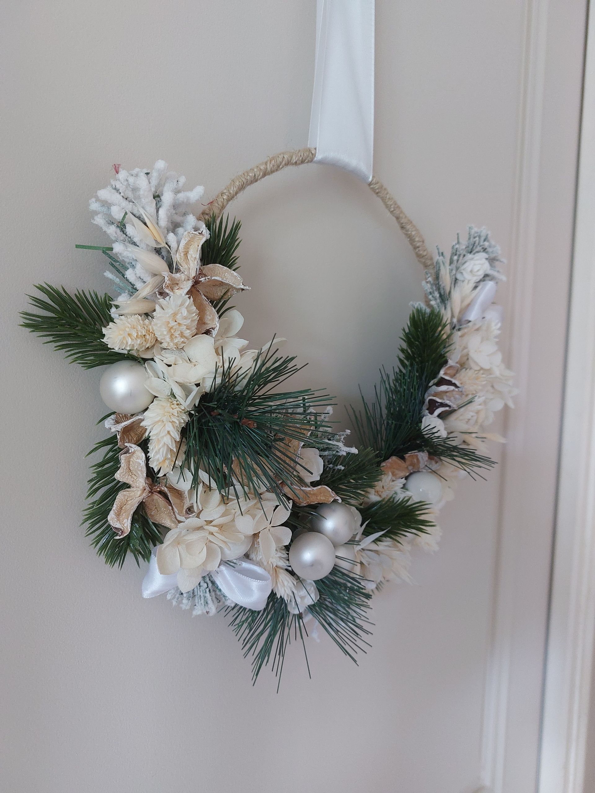 Couronne de Noël blanc glace 20cm