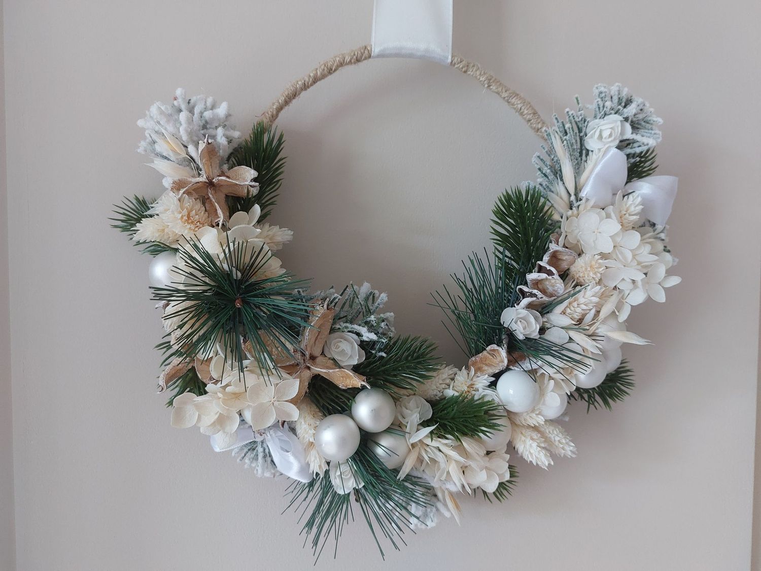 Couronne de Noël blanc glace 20cm