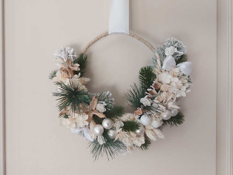 Couronne de Noël blanc glace 20cm