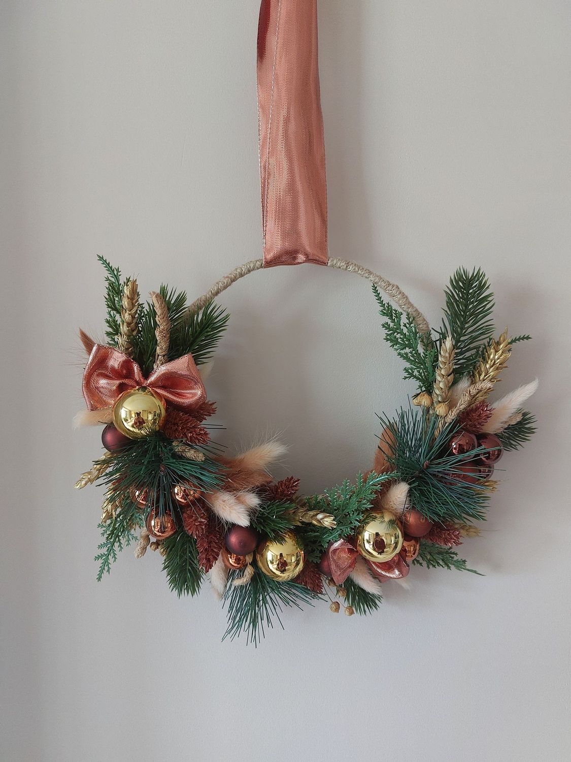 Couronne de Noël cuivre et or 20cm