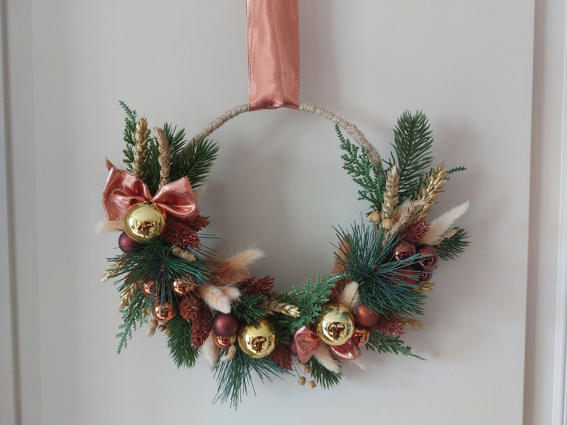 Couronne de Noël cuivre et or 20cm