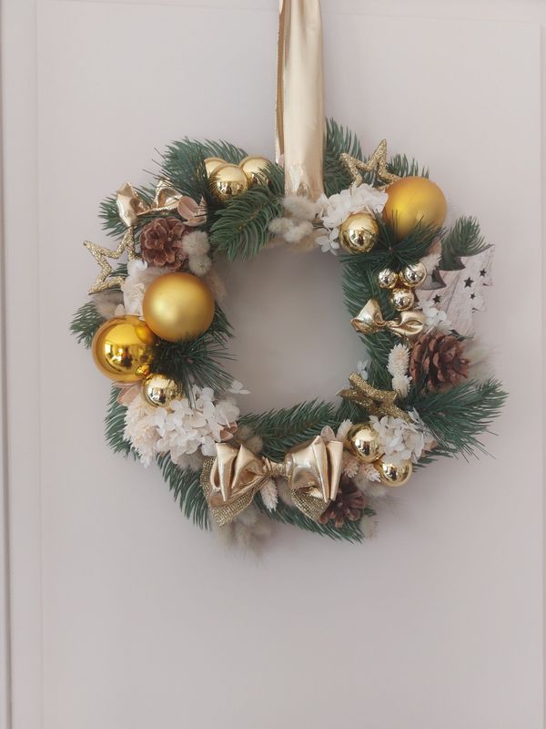 Couronne de Noël or 30 cm