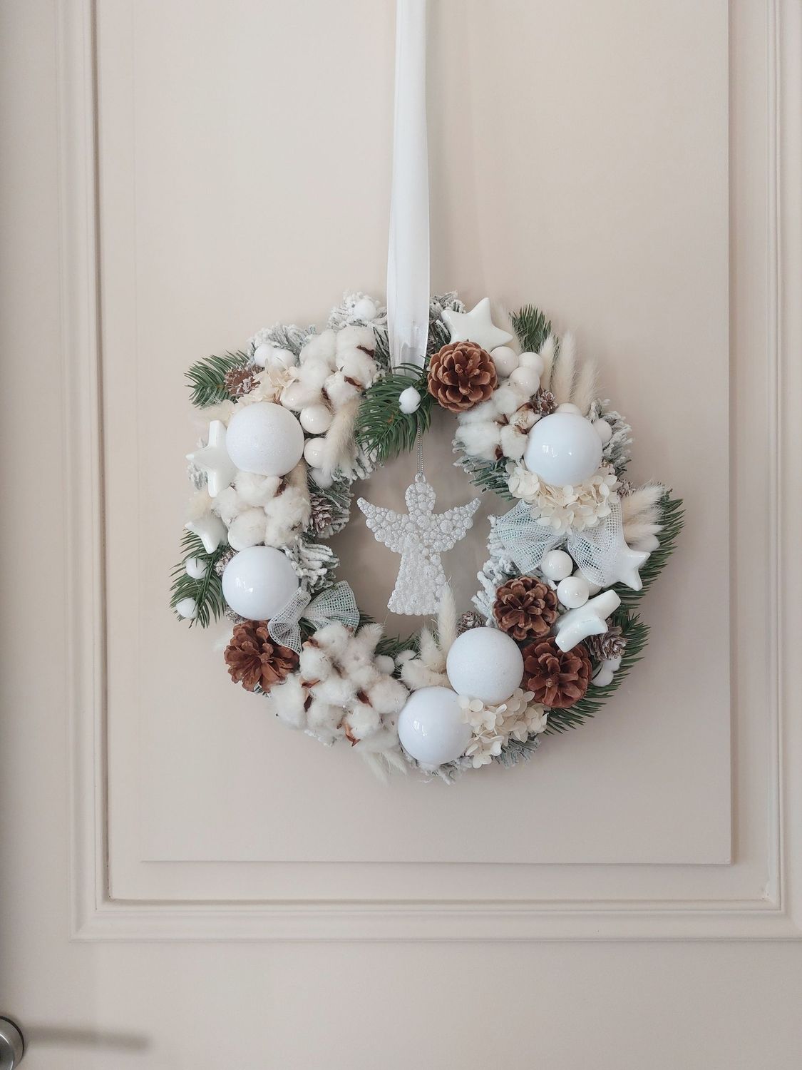Couronne de Noël blanche 30 cm