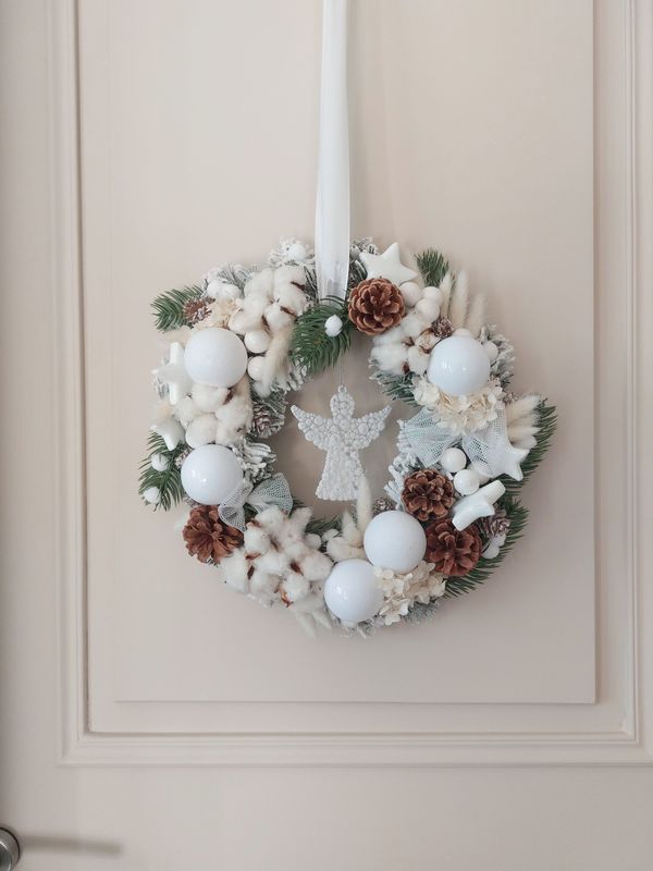 Couronne de Noël blanche 30 cm