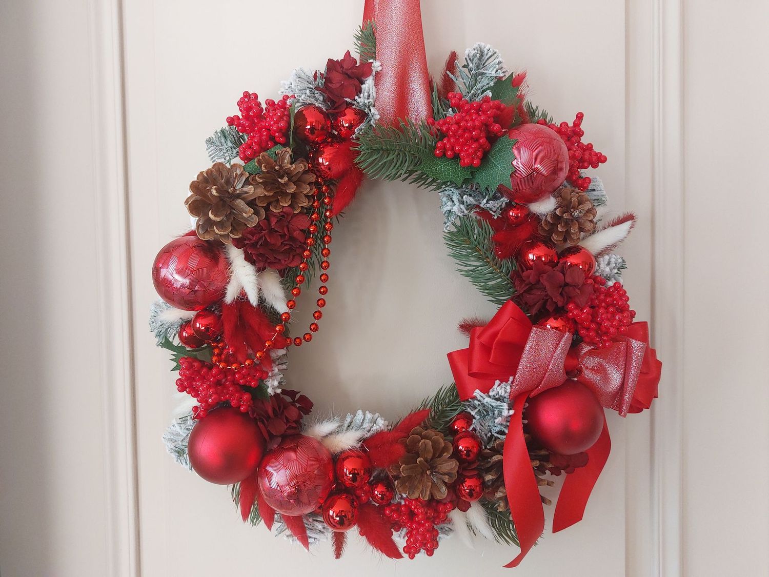 Couronne de Noël rouge 40 cm