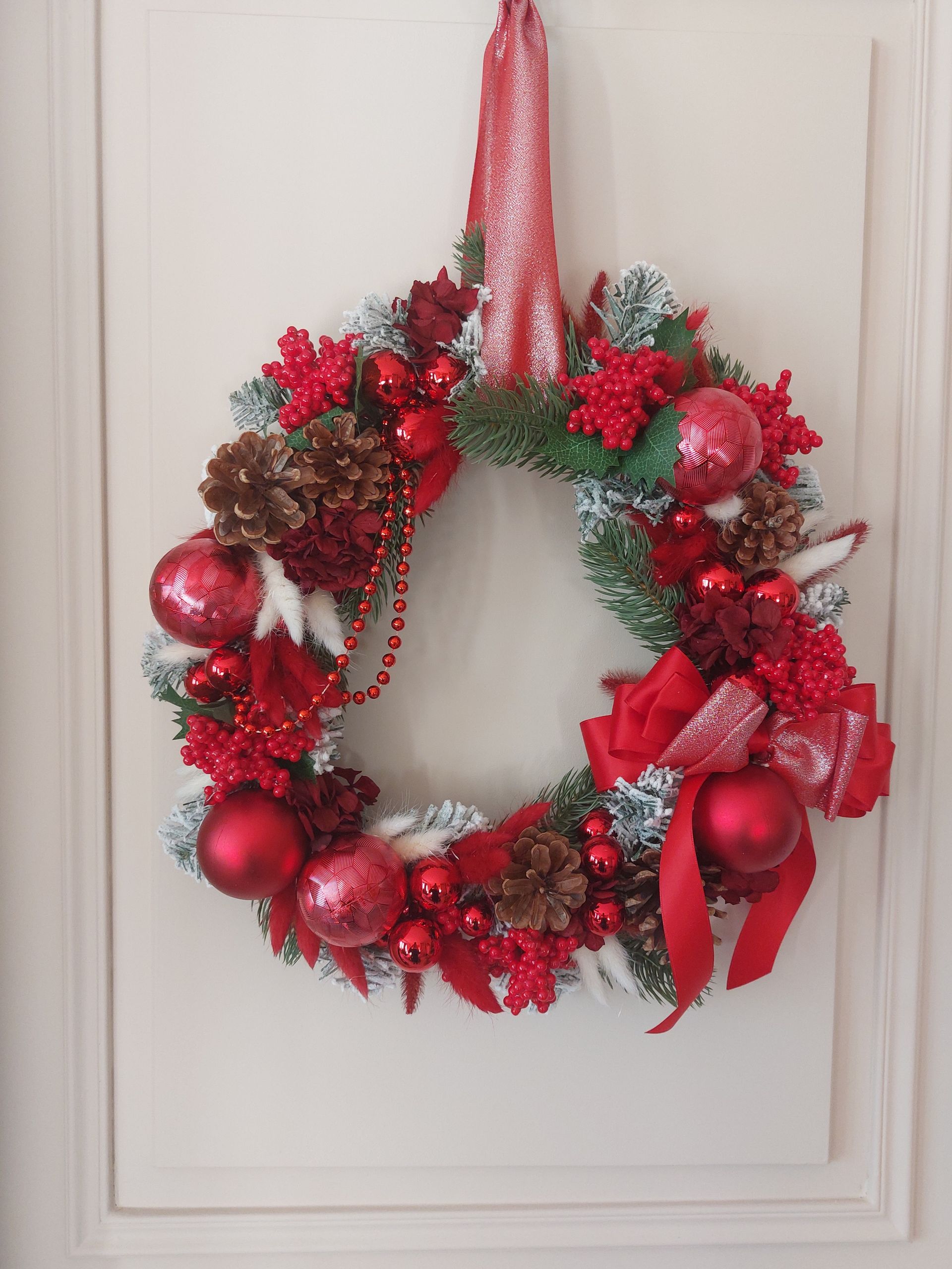 Couronne de Noël rouge 40 cm