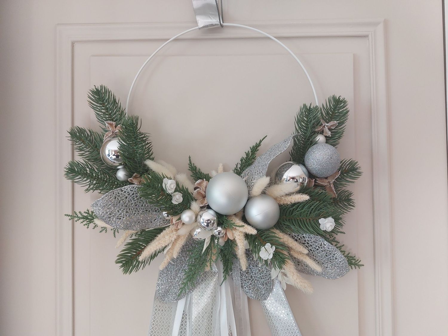 Couronne de Noel argent 40 cm