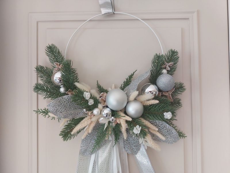 Couronne de Noel argent 40 cm