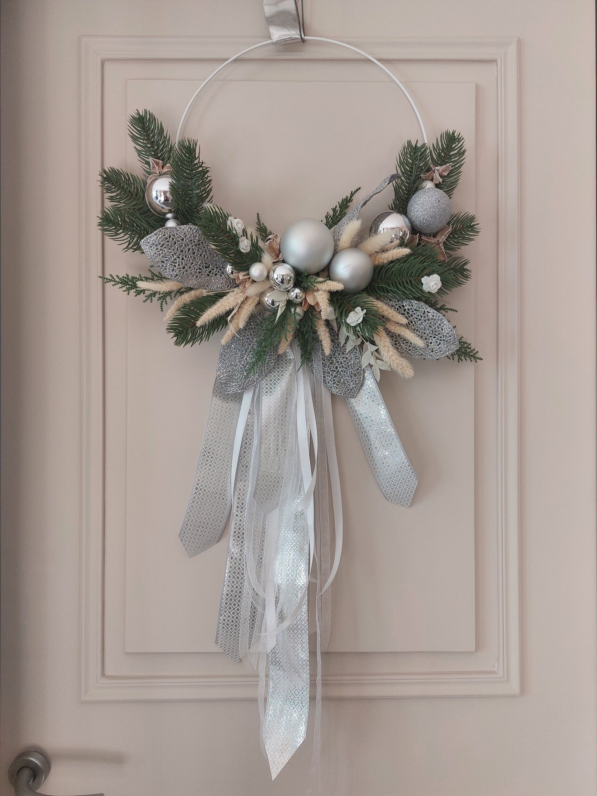 Couronne de Noel argent 40 cm