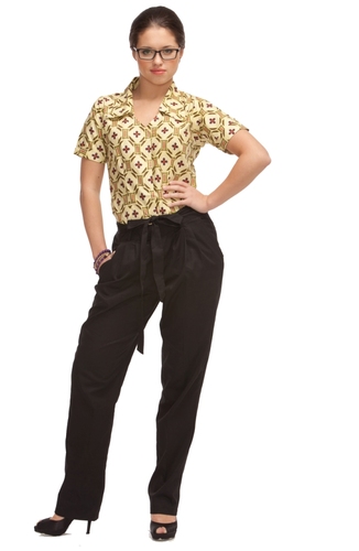 Peg Leg Trousers - Black