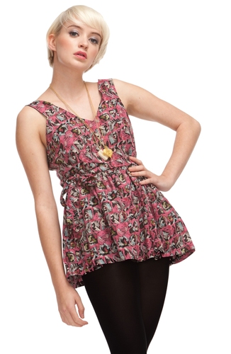 Pleated Top - Mixed Pink