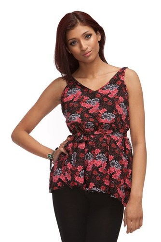 Pleated Top - Mixed Red