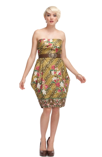 Strapless Tulip Dress - Gold