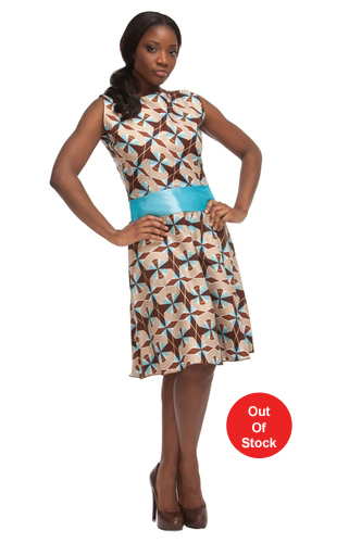Drop Waist Tea Dress - Brown