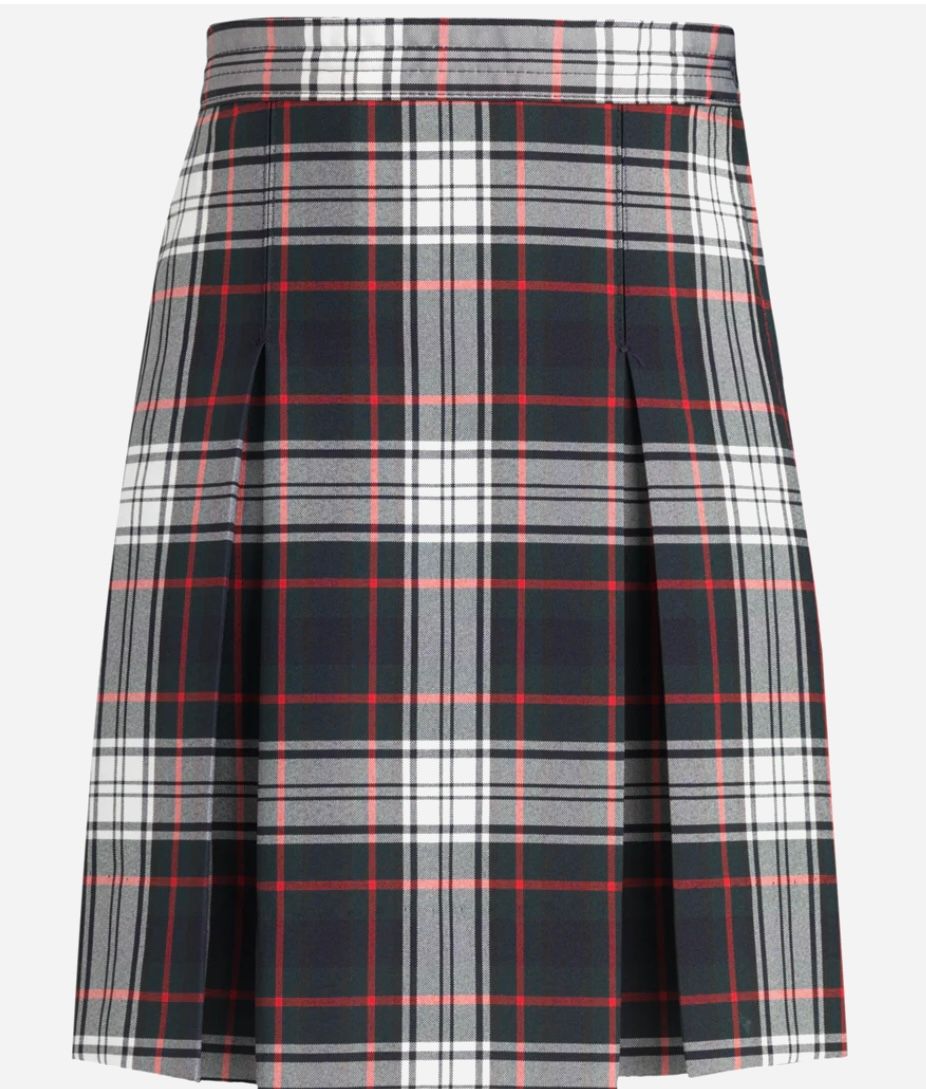 Plaid Kick-Pleat Skirt