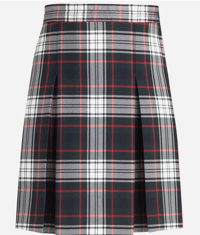 Plaid Kick-Pleat Skirt