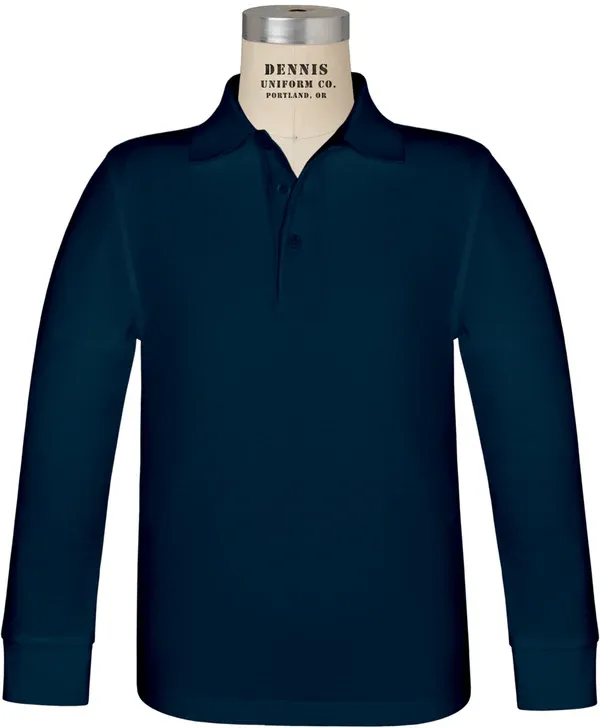 Girl&#39;s Navy Belmont Polo (Long Sleeve)