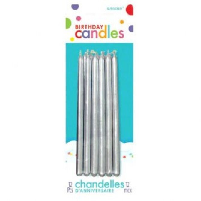 Birthday Candles Silver 12ct