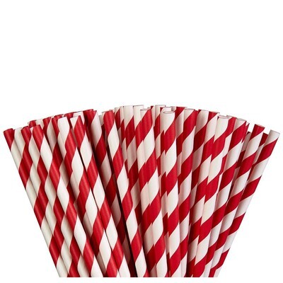 Paper Straw Apple Red 24ct