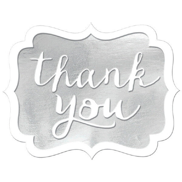 Thank You Stickers Silver 50ct