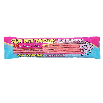 Sour Face Twister Bubble Gum Strawberry 2oz