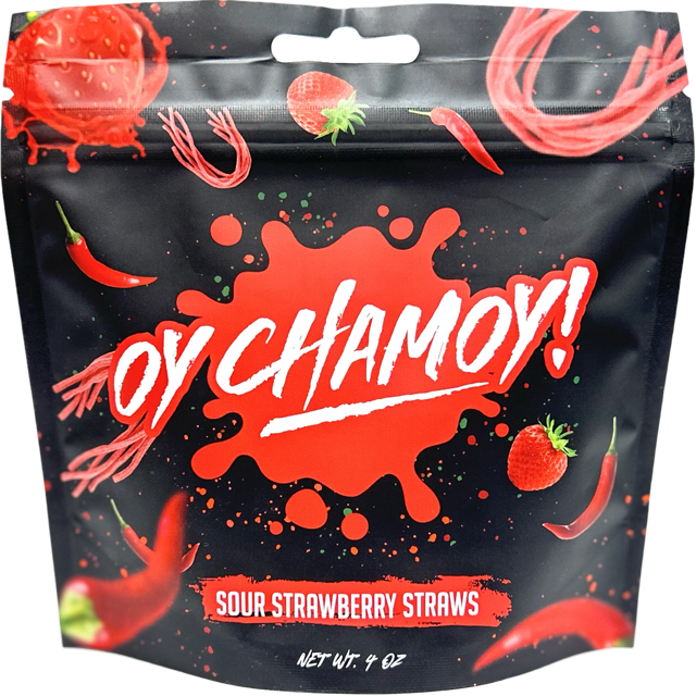 Oy Chamoy Sour Strawberry Straws 4oz