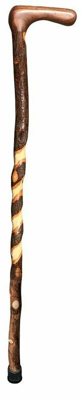 1417 Spiraled Hickory Cane With a Walnut Handle 36”