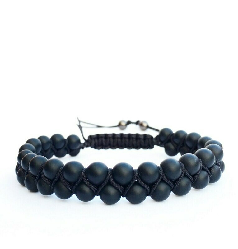 Roman Stones Black Matte Onyx Double Macrame