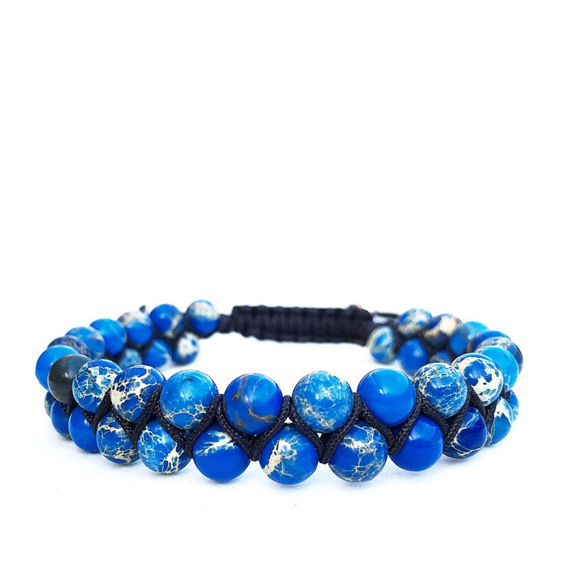 Roman Stones Blue Sea Sediment Jasper Double Macrame