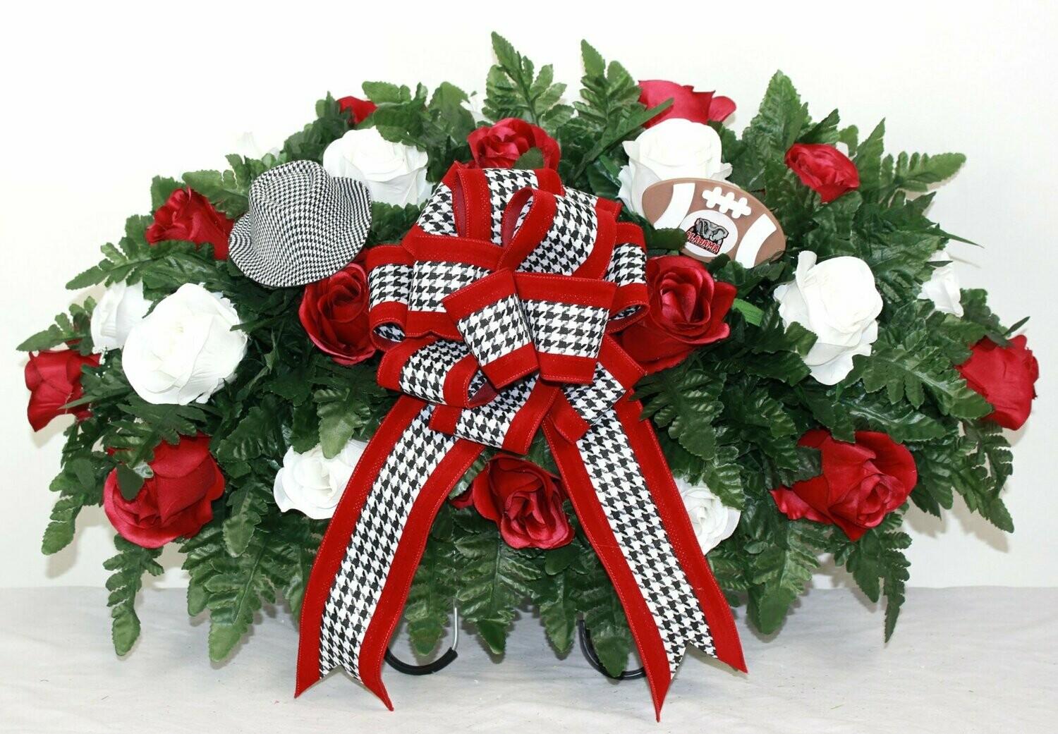 XL Alabama Fan Artificial Silk Flower Cemetery Tombstone Grave Saddle