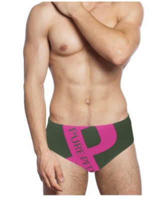 Pink Green Pettiness Men's Swimming Briefs