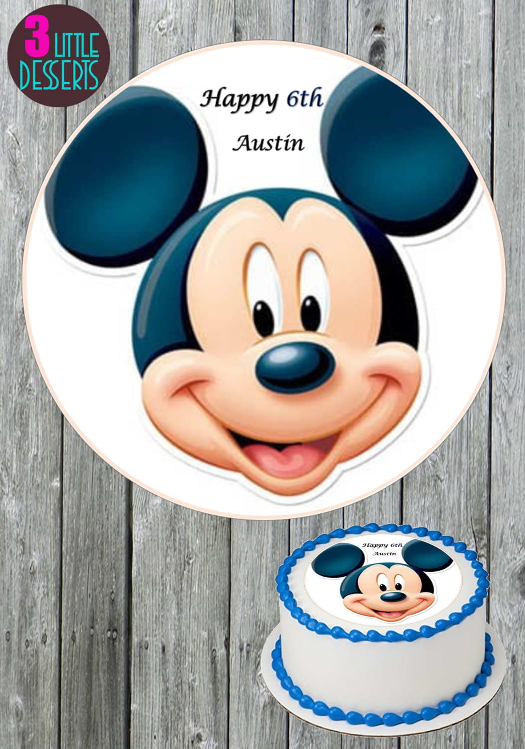 Mickey Mouse Birthday Edible Image Cake Topper Personalized Icing Sheet 