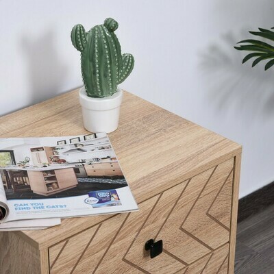Kommode Beistellschrank Sideboard 2 Schubladen Spanplatte Natur