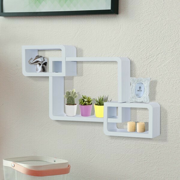 Wandregal Hängeregal mit 3 Fächern MDF Weiss