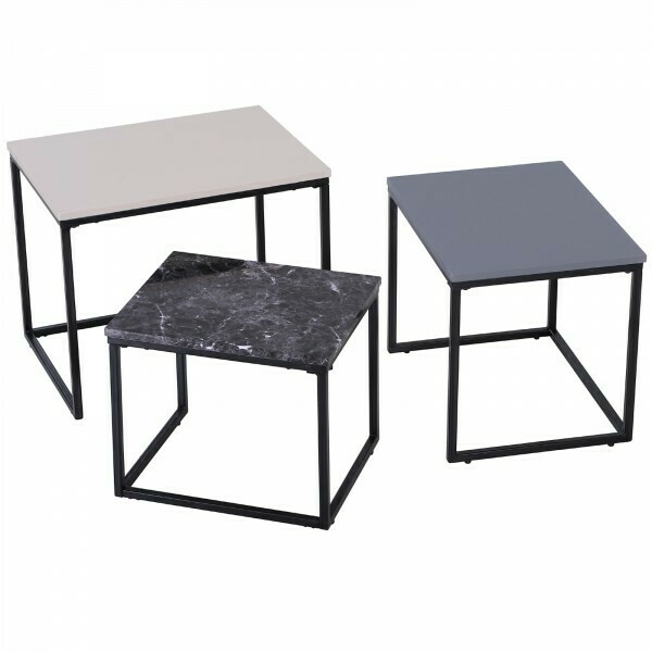 3er Set Couchtisch Satztisch Beistelltisch Kaffeetisch Metallfuss MDF