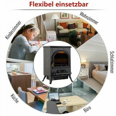 LED Elektrokamin Kaminofen Standkamin mit Flammeneffekt 900/1800W