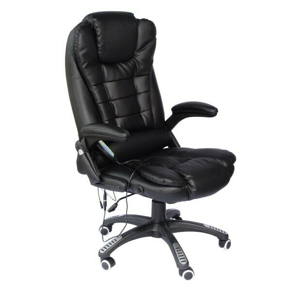 HOMCOM® Massage-Chefsessel Gaming Stuhl mit Wärmefunktion drehbar schwarz