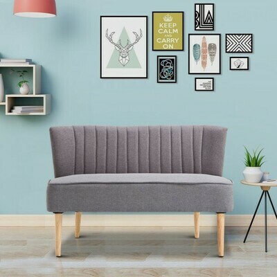 2-Sitzer Couch Stoffsofa Polstersofa Sitzmöbel Holz hellgrau