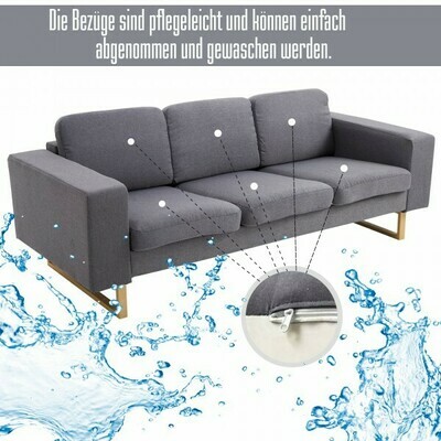 Polstersofa 3-Sitzer Sofa Stoffsofa dunkelgrau