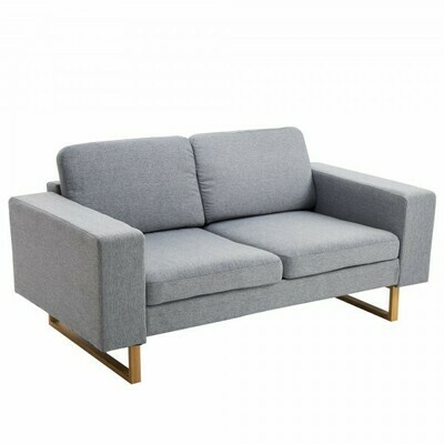 2-Sitzer Sofa Stoffsofa Ecksofa Polstersofa Sitzmöbel Armlehne Holz hellgrau