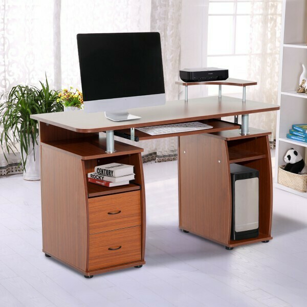 HOMCOM® Computertisch Schreibtisch Arbeitstisch PC Tisch Walnuss