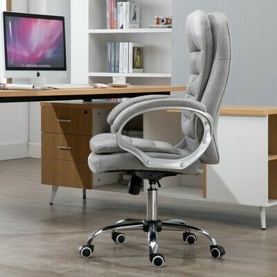 Bürostuhl Ergonomischer 360° Drehstuhl Wippfunktion höhenverstellbar Grau Leinen