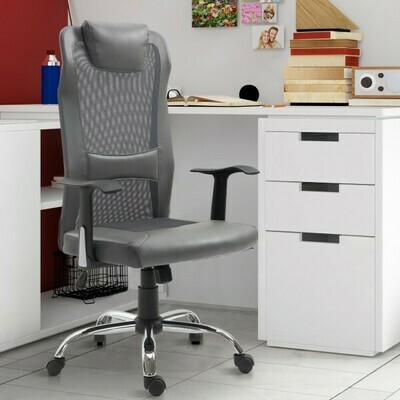 Bürostuhl Chefsessel Schreibtischstuhl Gaming Stuhl ergonomisch PU grau