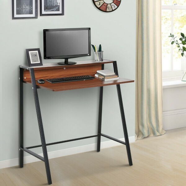HOMCOM® Schreibtisch Computertisch Bürotisch Arbeitstisch mit Schublade Spanplatte, Stahl