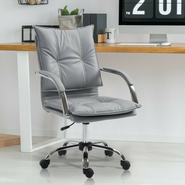 Vinsetto® Bürostuhl Drehstuhl höhenverstellbar rollbar ergonomisch PU grau