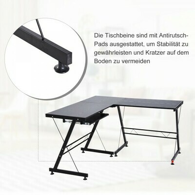 Computertisch Schreibtisch Arbeitsstation Stahl Schwarz